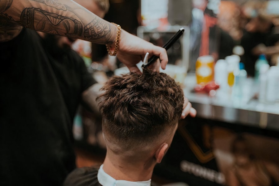 Détail d'une coupe homme parfaitement finie